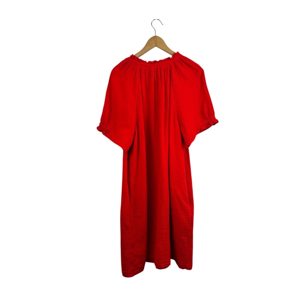 Chico's Tiered Gauze Midi Dress in Hot Red Sz 4 - Picture 5 of 9